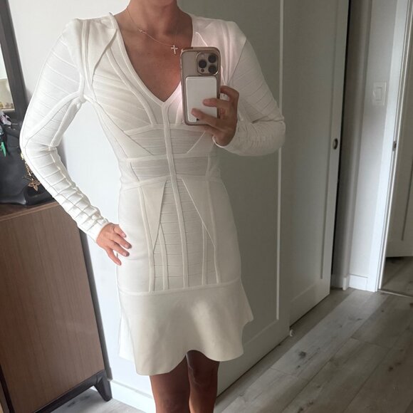 Herve Leger Long Sleeve Dress XS white - excellent condition